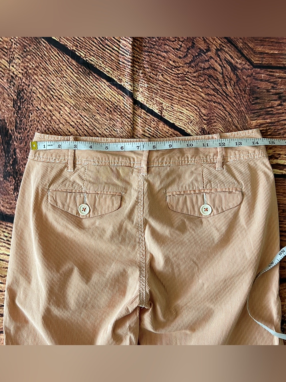 Paper Boy Anthropologie Tan Orange Striped Crop Pants Ankle Size 2 Linen Blend - Picture 10 of 12
